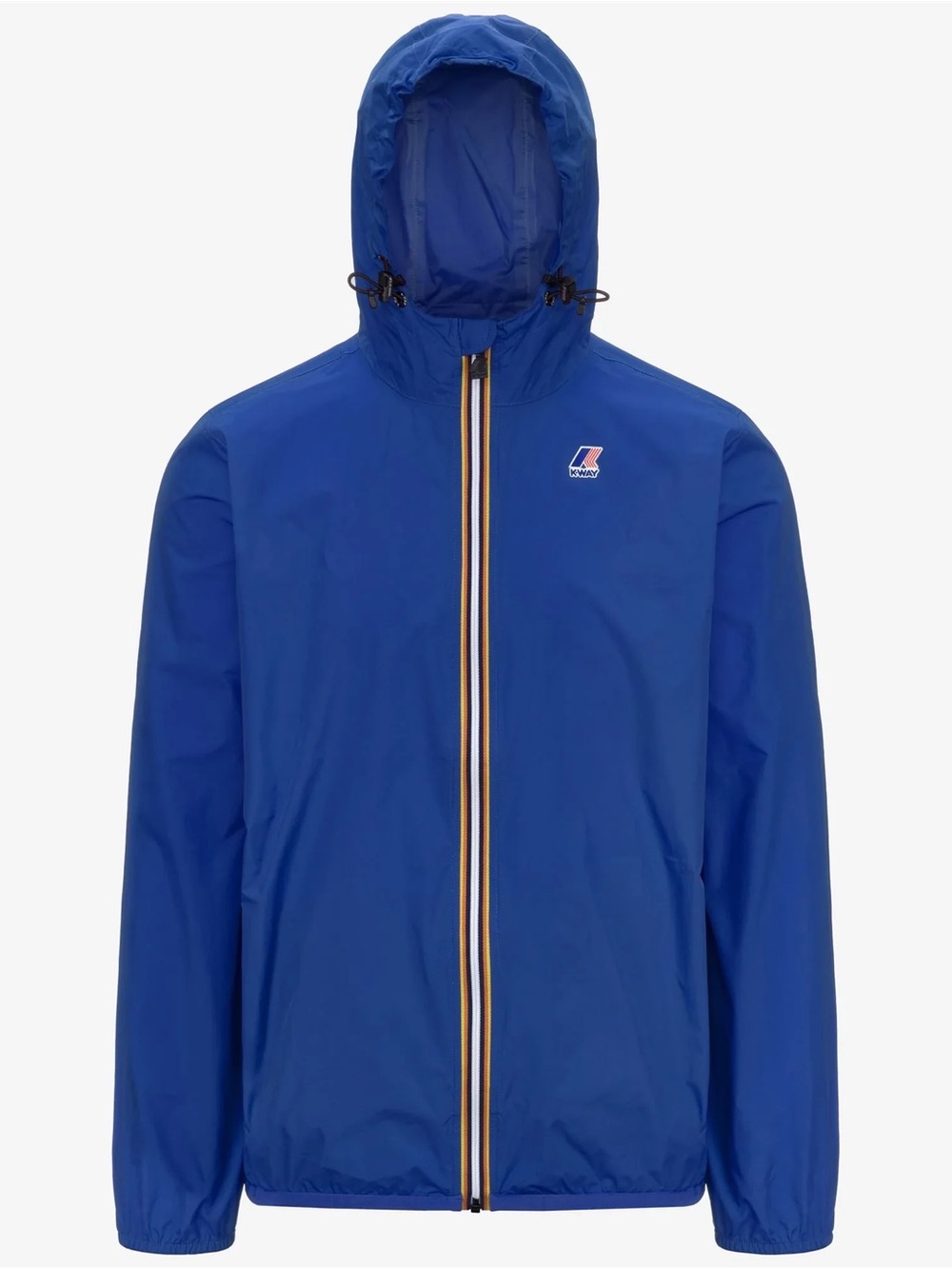 K-Way Men’s Royal Blue Hooded Windbreaker with Stripe-Trim Zip